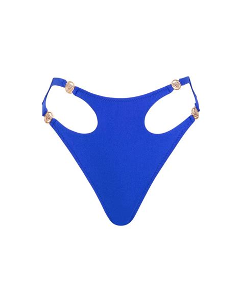 Blue U Cut Out Thong High Rise Bikini Bottom Xs Vivien Vance