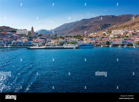 View Of Port Of Town Emporio Nimborio Capital Of Island Of Halki