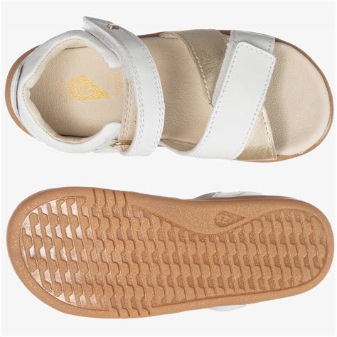 Bobux IWalk - White & Gold Leather Sandals | Childrensalon Outlet