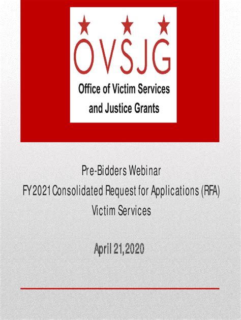 Fillable Online Ovsjg Dc GovsitesdefaultPre Bidders Webinar FY 2021