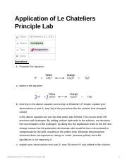 Exploring Le Chatelier S Principle In Chemical Equilibrium Lab Course