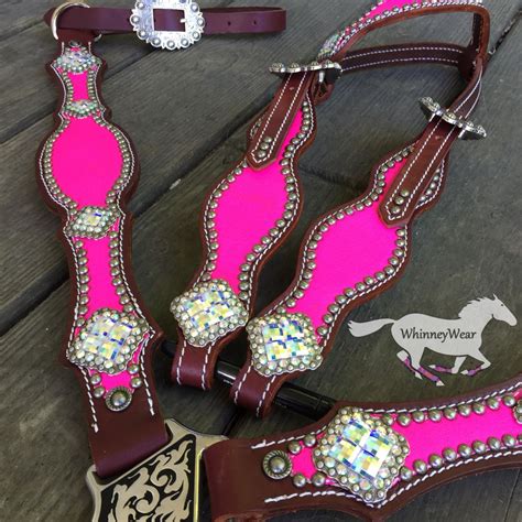 Neon Pink Tack Set With Swarovski Conchos By Whinneywear Email Wh