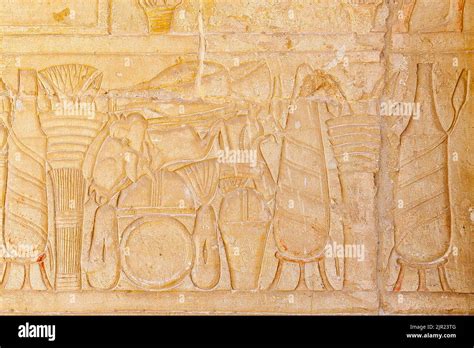 Egypt Saqqara Tomb Of Horemheb Statue Room Offerings Stock Photo