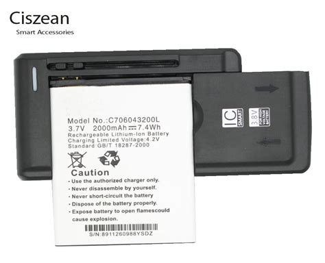 Ciszean Batería de repuesto de 3 7 V y 2000mAh Cargador Universal