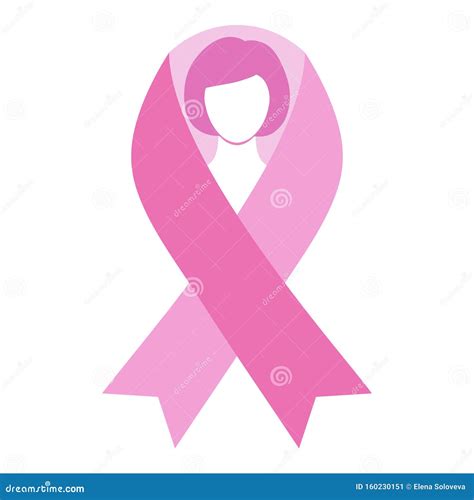 Pink Breast Cancer Awareness Ribbon With A Female Silhouette On A White