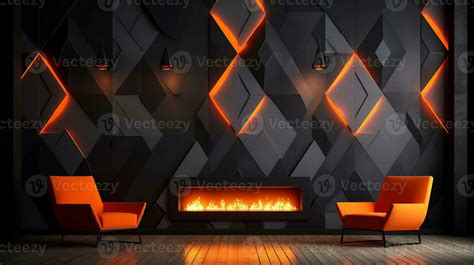 Modern living room with wooden geometric wall, Generative AI 33327980 Stock Photo at Vecteezy