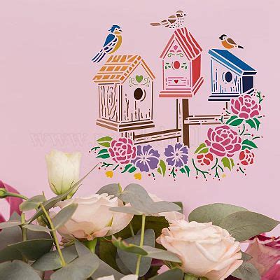 Wholesale Fingerinspire Bird House Drawing Painting Stencils Templates