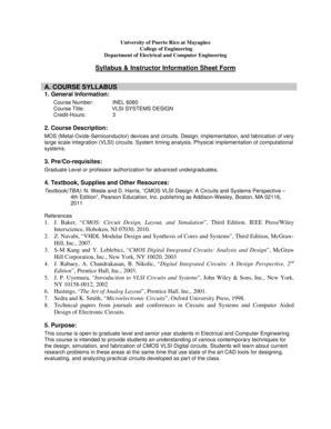 Fillable Online Ece Uprm Syllabus Instructor Information Sheet Form A