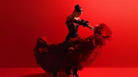 Premium Photo Young Beautiful Spanish Flamenco Dancer In Red Dress