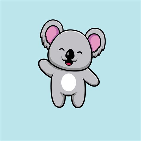 Cute Koala Waving Hand Cartoon Vector Icon Illustration Animal Icon