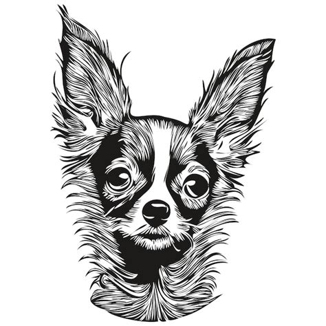 Chihuahua Perro Línea Arte Mano Dibujo Vector Logo Blanco Y Negro Mascotas Ilustración Vector