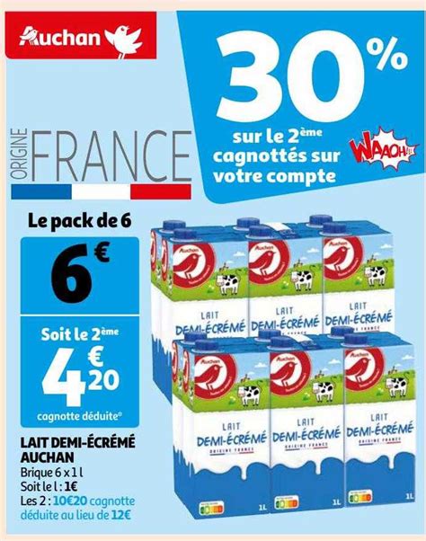 Promo Lait Demi Cr M Auchan Chez Auchan Icatalogue Fr