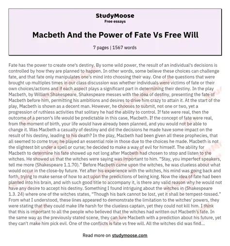 macbeth fate thesis