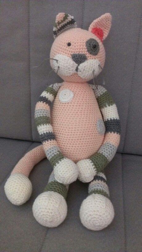 Poes Gehaakt Voor Kraamkadootje Patroon Stip And Haak Crochet Cat