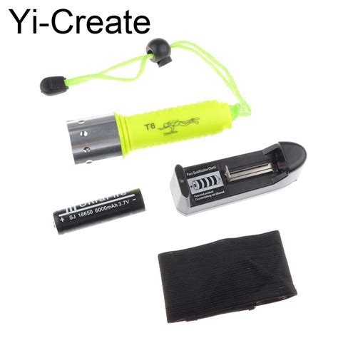 LED Professional Diving Flashlight Fluorescent Yellow CREE XM L T6