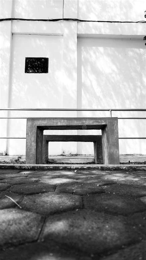 Garden Chairs Made Of Cement As Decorative Accents Black And White