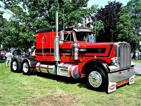 peterbilt big rig truck  lush green field