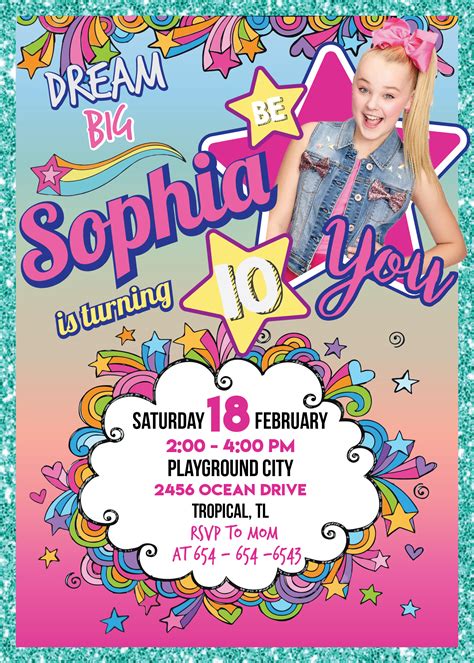 Jojo Siwa Birthday Invitations Templates