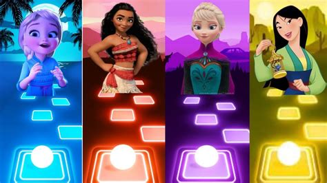 Baby Elsa Vs Moana Vs Frozen 3 Anna Vs Mulan Tiles Hop How Far I Ll