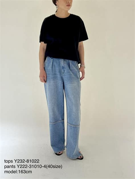 予約販売【 Chignon 】〜yenn〜 High Rise Tuck Wide Denim Pt Y222 31010 5qu Tax Free！ Laracroft