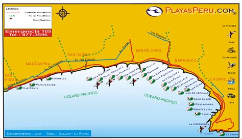 Mapa Playas De La Costa Verde Magdalena San Isidro Miraflores