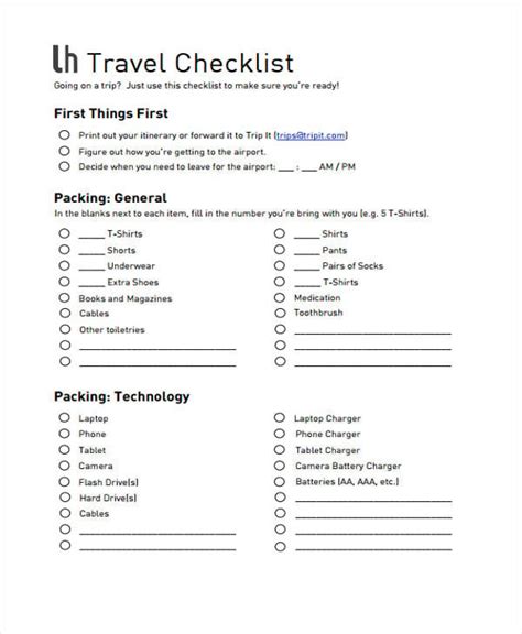 Travel Planning Checklist Template Excel Infoupdate Org