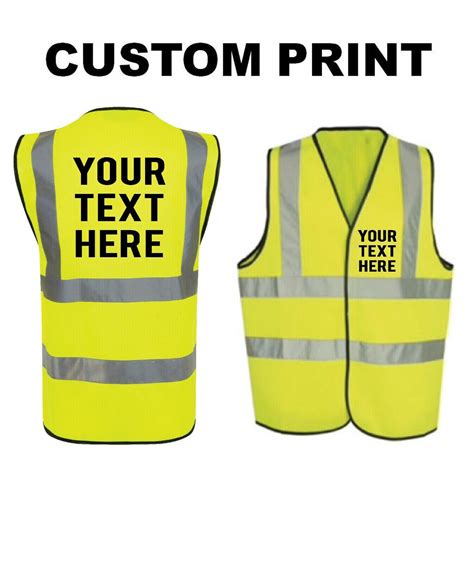 Personalised Hi Vis Vest Custom Printed Hi Viz High Visibility Safety Waistcoat Ebay