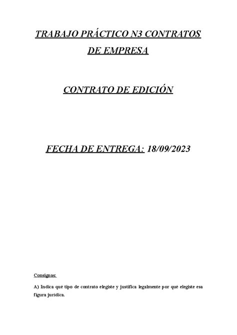 Tp Contratos De Empresa Trabajo Pr Ctico N Contratos De Empresa