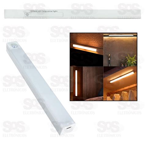 Barra De LED Branco Luminária Recarregável Sensor 100MM