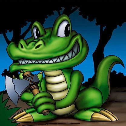 A Cartoon Alligator With An Umbrella Sitting On The Ground