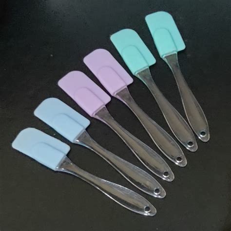 Jual COD Spatula Silikon Ganggang Bening Alat Bantu Aduk Adonan Solet