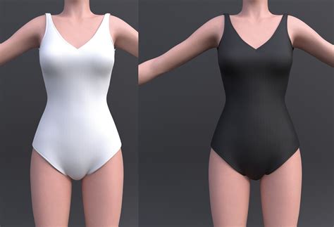 3D Model Female Bikini Black And White Colour Swimsuit Monokini VR AR Low Poly CGTrader