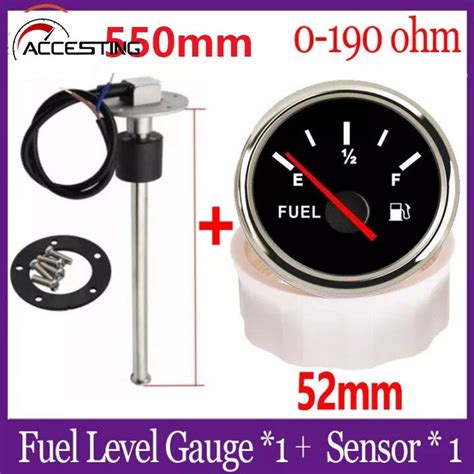 52mm Fuel Level Gauge 0 190 Ohm Oil Tank Level Indicator With Fuel Level Sensor 500mm 550mm For