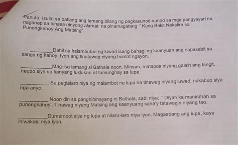 Panuto Isulat Sa Patlang Ang Tamang Bilang Ng Pagkasunod Sunod Sa Mga