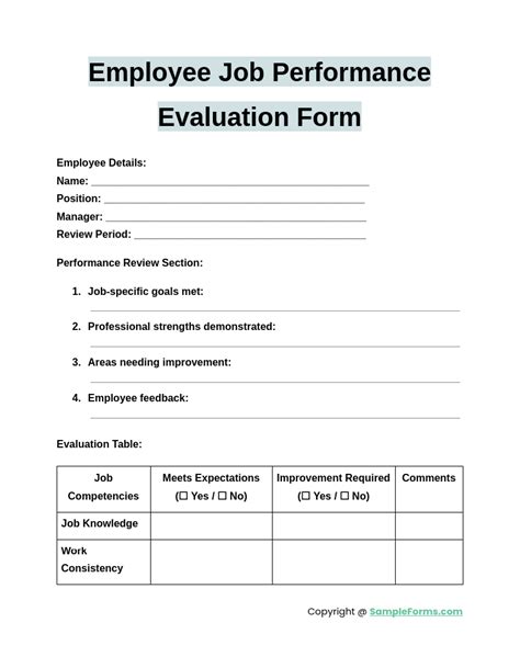 FREE 14+ Employee Performance Evaluation Form Samples, PDF, MS Word ... 