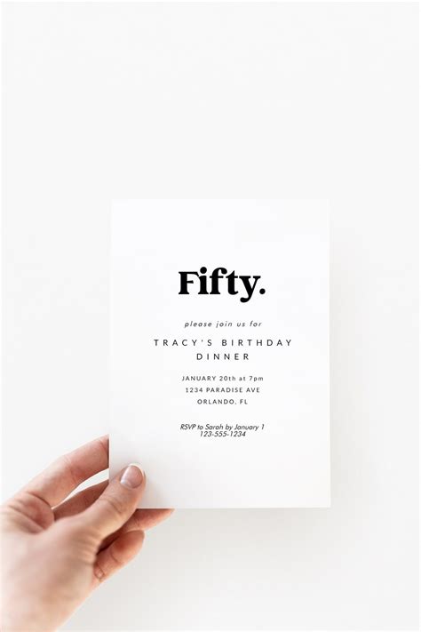 50th Birthday Invitation Modern Birthday Invitation - Etsy