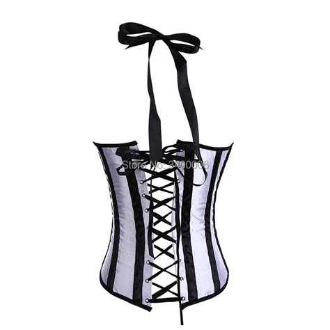Caudatus Corsets et Bustiers Sexy Noir et Rouge pour Femme Corset Underbust Rayé Lingerie Basque