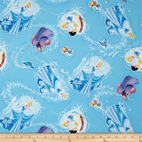 Disney Princess Movie Cinderella Character Toss Blue Disney Fabric