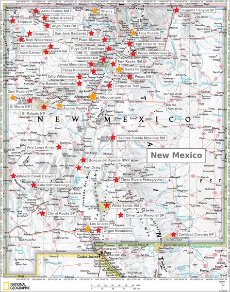 New Mexico Karte und Sehenswürdigkeiten