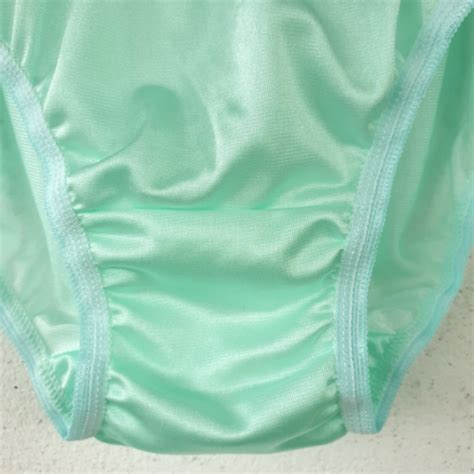 Vintage Slippery Nylon Panty Soft Green Bikini Sheer Brief Size 7 8 Hip