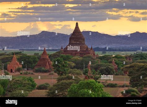 The Temples of bagan at sunset, Bagan, Myanmar Stock Photo - Alamy