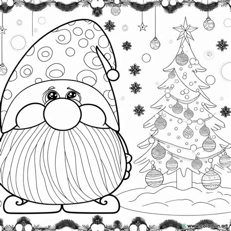 Coloriage de Noël avec un gnome à Télécharger ou à Imprimer gratuitement