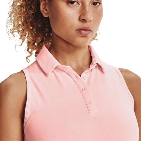 Under Armour Ladies Zinger Sleeveless Polo Shirt Pink 658