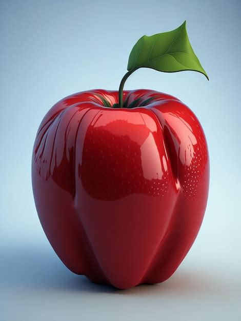 Premium AI Image A Red Apple With A Green Leaf On It