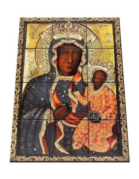 Blessed Virgin Of Cz Stochowa Religious Tile Mural Virgin Mary Tile Art