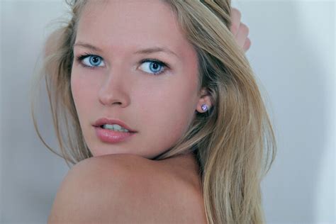 Women Blonde Blue Eyes Looking At Viewer