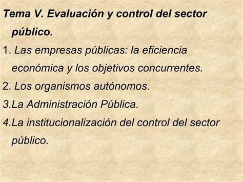 Ppt Tema V Evaluaci N Y Control Del Sector P Blico Las Empresas