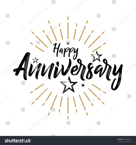 Happy Anniversary Hand Drawn Lettering Greeting Stock Vector Royalty