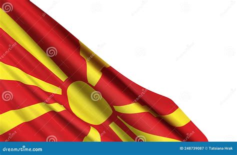 Vector Illustration With A Realistic Flag Of North Macedonia Isolated