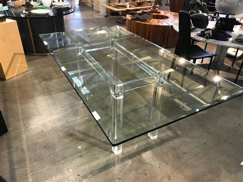 Spectacular Lucite Base Dining Table With Great Beveled Edge Glass Top At 1stdibs